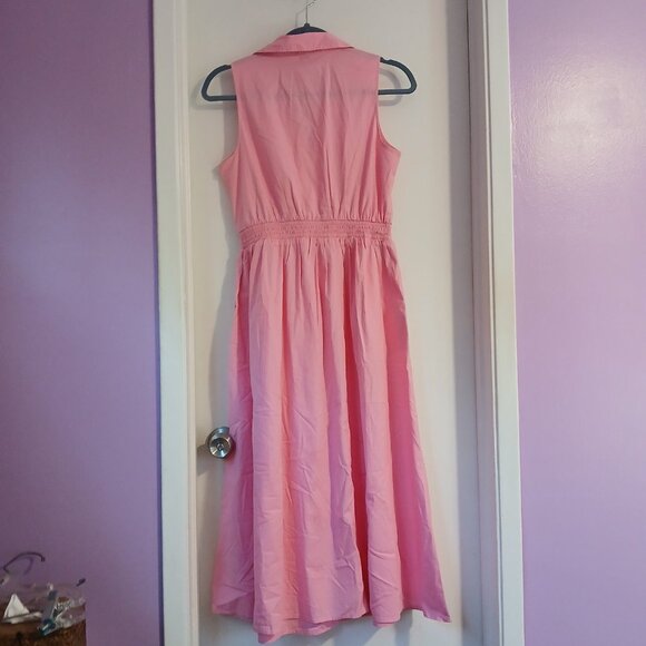 J Crew Factory Women's Pink Sleeveless Collared Midi Dress SZ 2 NWT - Picture 6 of 8